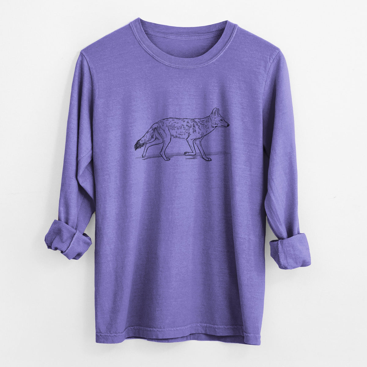 Coyote - Canis latrans - Unisex Comfort Colors 100% Cotton Long Sleeve