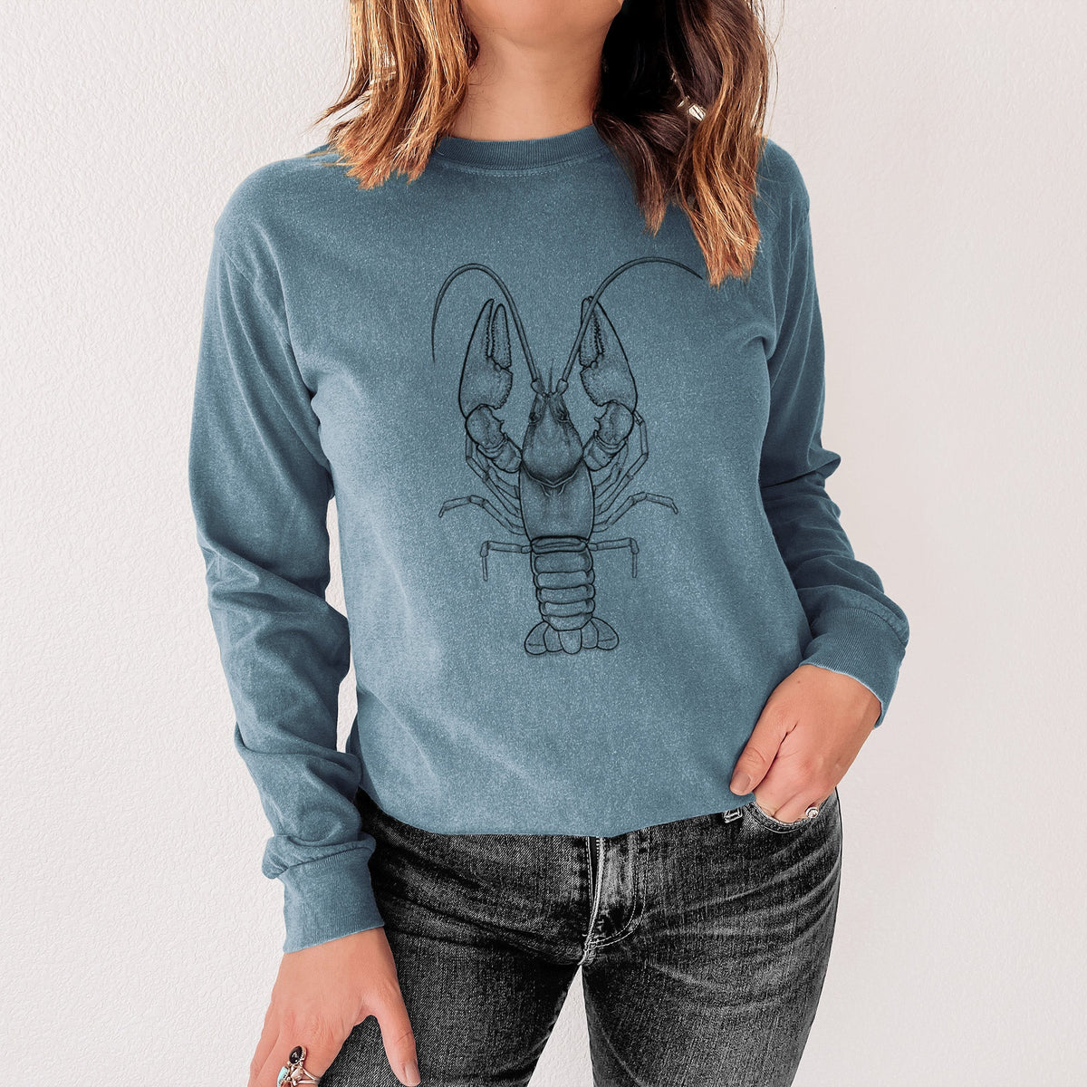 Guyandotte River Crayfish - Cambarus veteranus - Unisex Comfort Colors 100% Cotton Long Sleeve