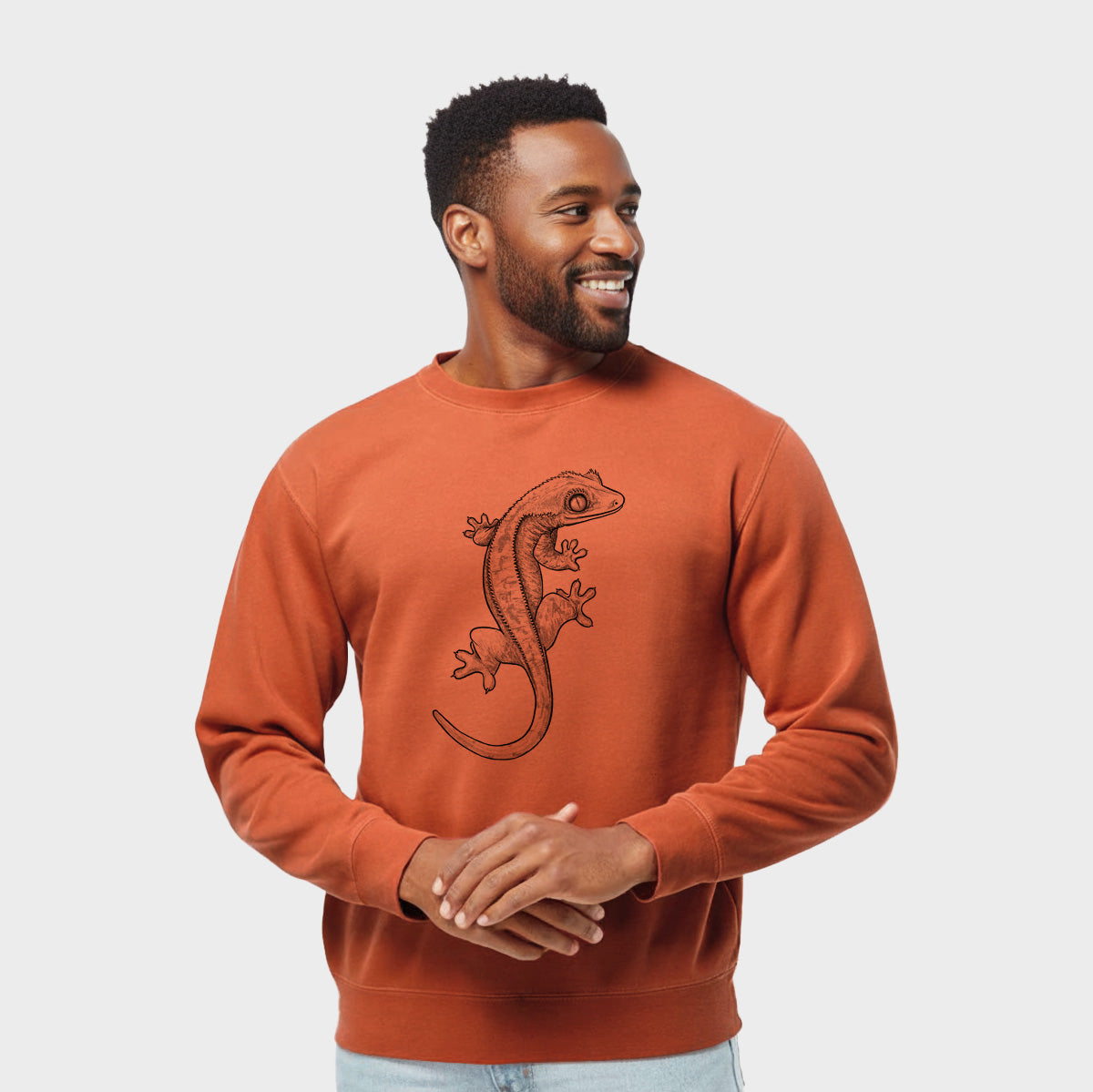 Crested Gecko - Correlophus ciliatus - Unisex Pigment Dyed Crew Sweatshirt