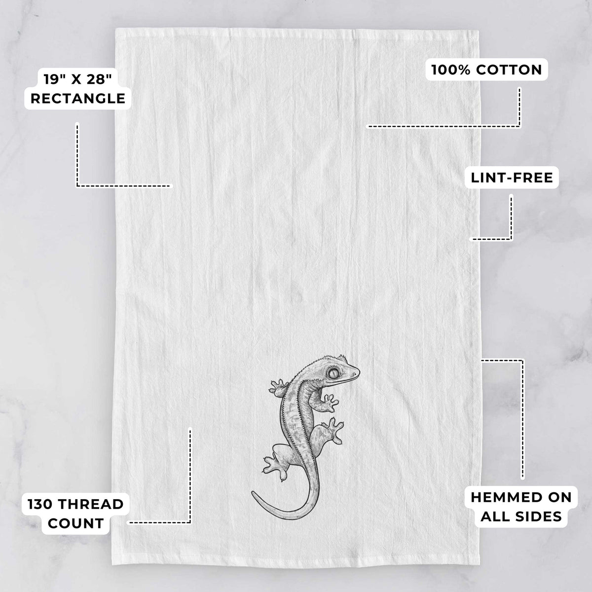 Crested Gecko - Correlophus ciliatus Tea Towel