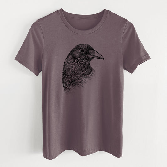American Crow Bust - Corvus brachyrhynchos - Women's Lightweight Relaxed Fit 100% Cotton Crewneck