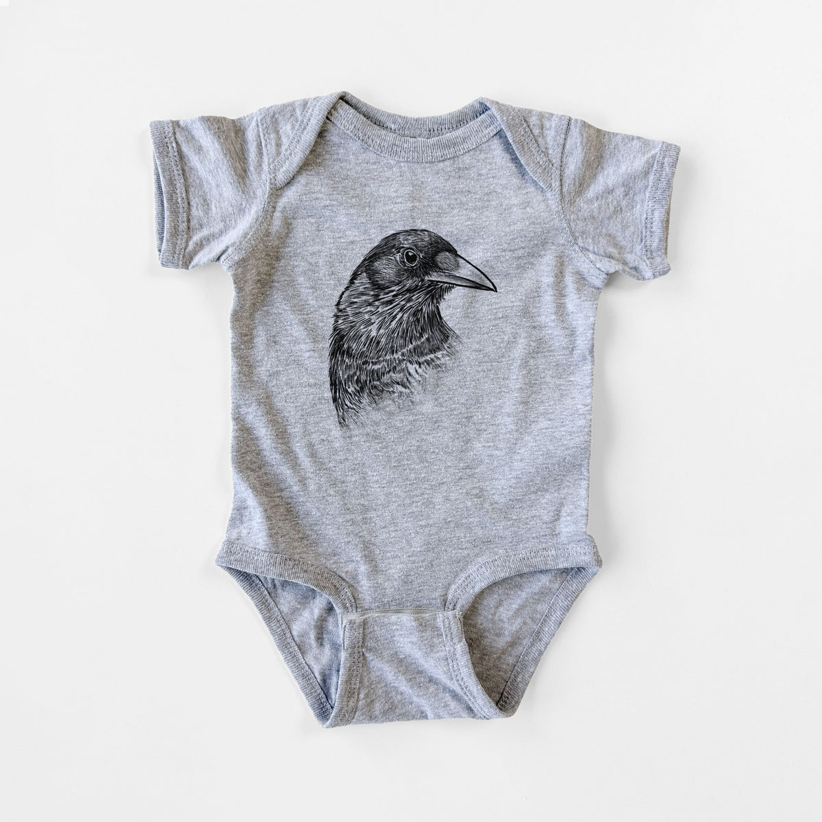 American Crow Bust - Corvus brachyrhynchos - Baby Fine Jersey Bodysuit