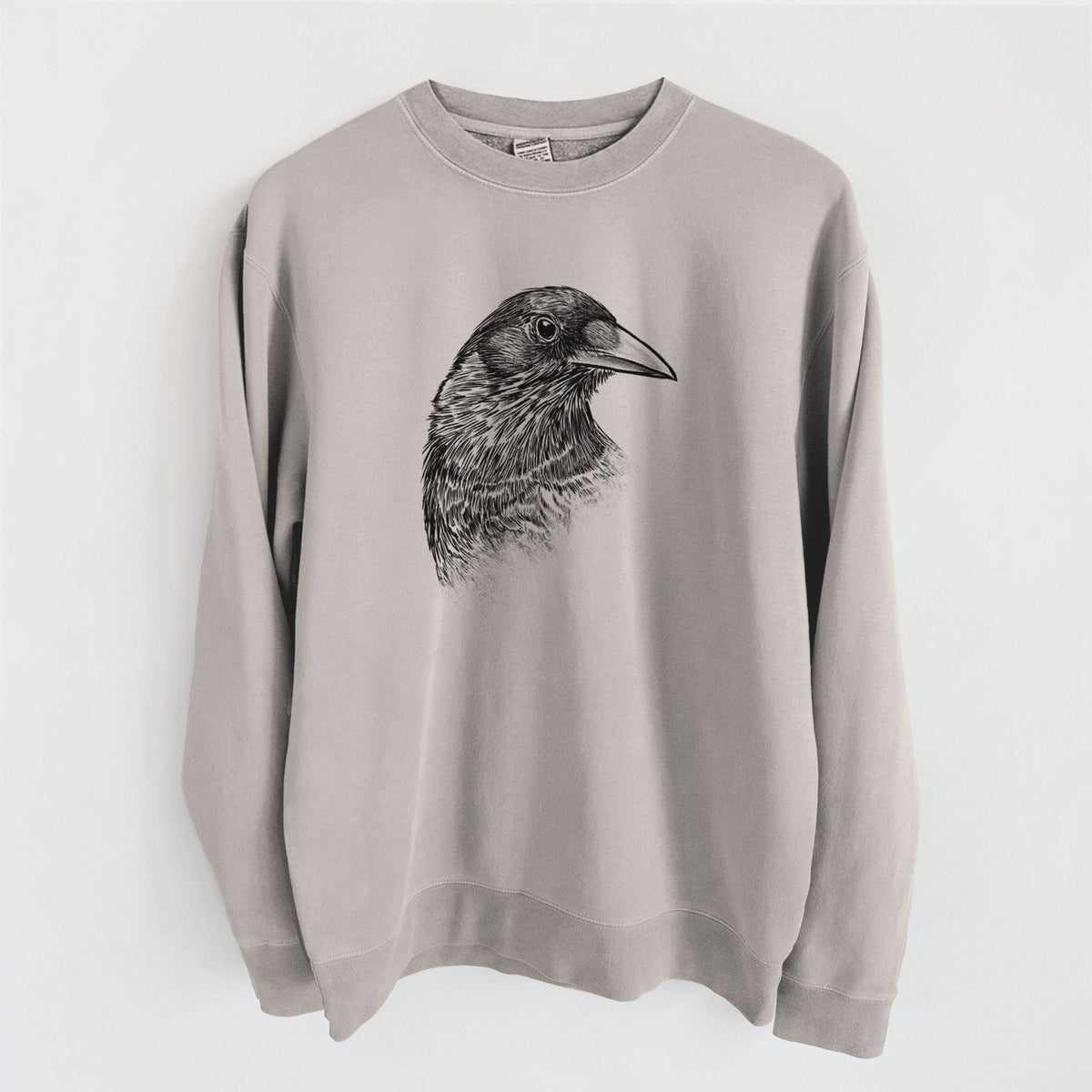 American Crow Bust - Corvus brachyrhynchos - Unisex Pigment Dyed Crew Sweatshirt