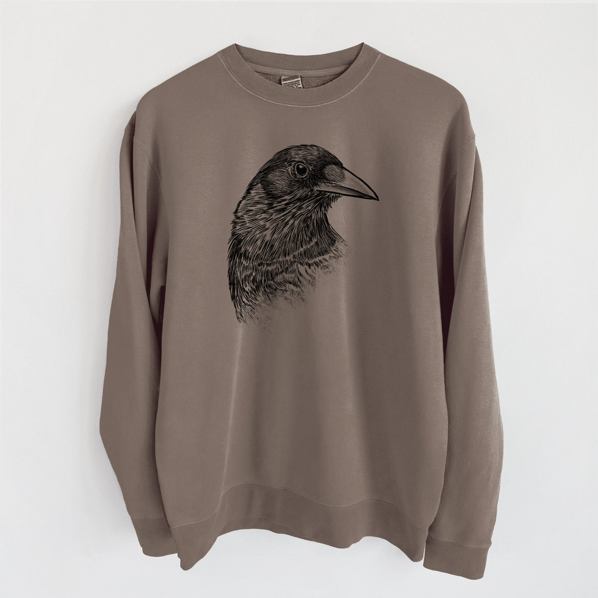 American Crow Bust - Corvus brachyrhynchos - Unisex Pigment Dyed Crew Sweatshirt