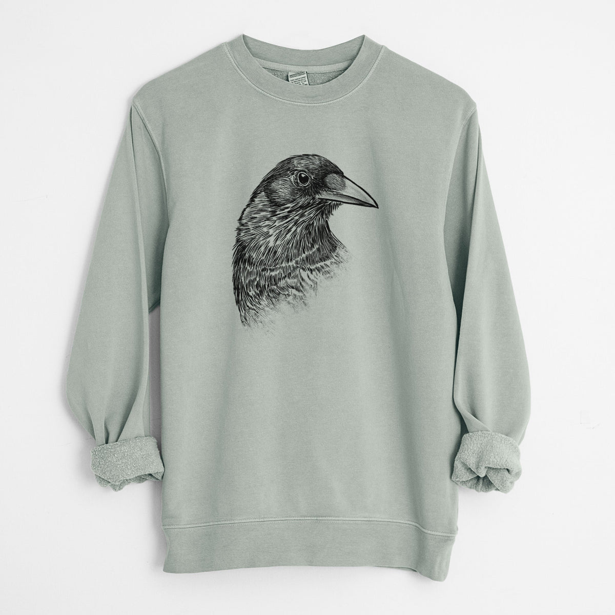 American Crow Bust - Corvus brachyrhynchos - Unisex Pigment Dyed Crew Sweatshirt