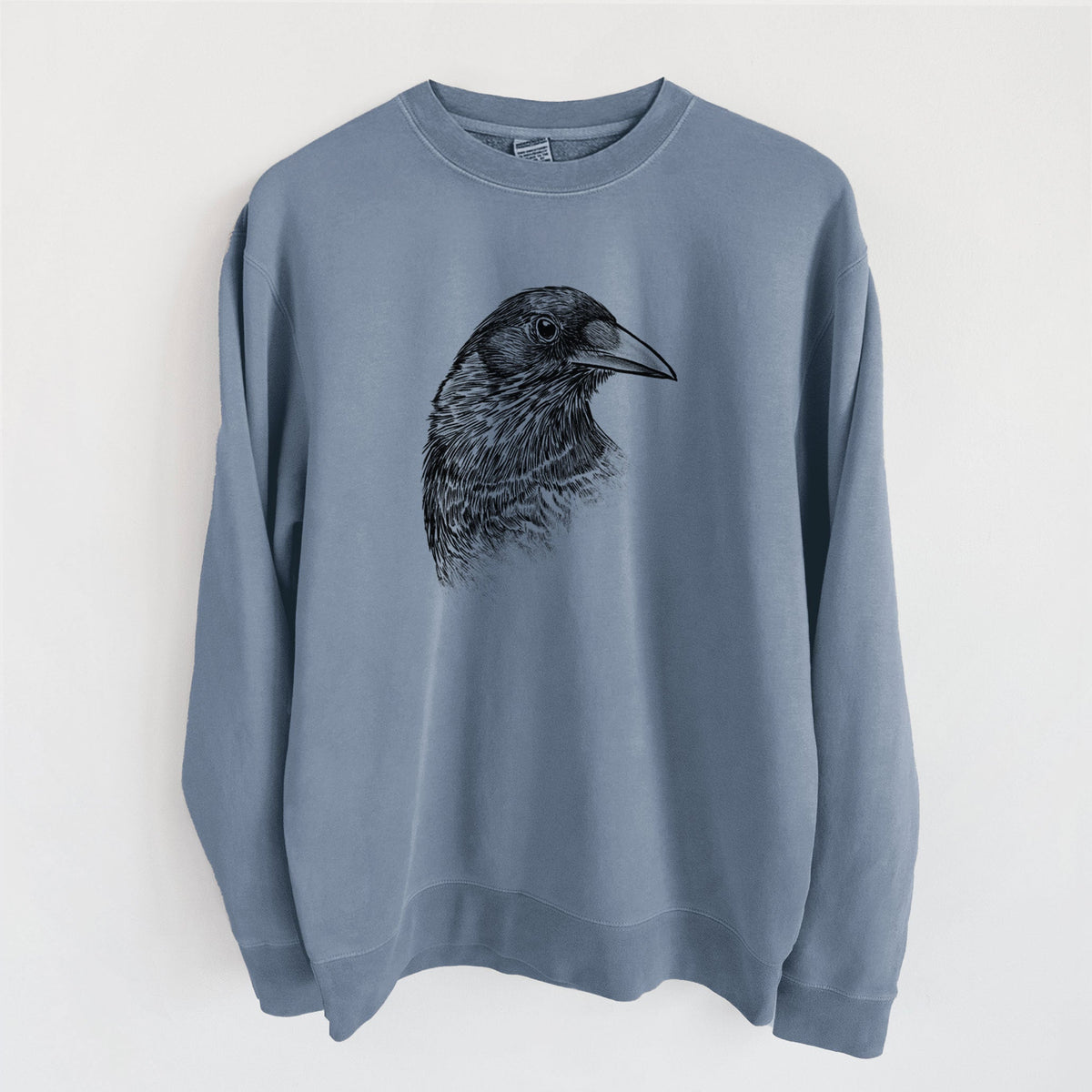American Crow Bust - Corvus brachyrhynchos - Unisex Pigment Dyed Crew Sweatshirt