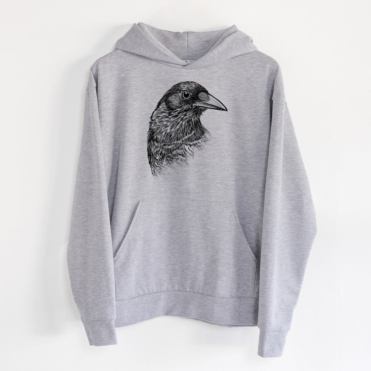 American Crow Bust - Corvus brachyrhynchos  - Statement Midweight Hoodie