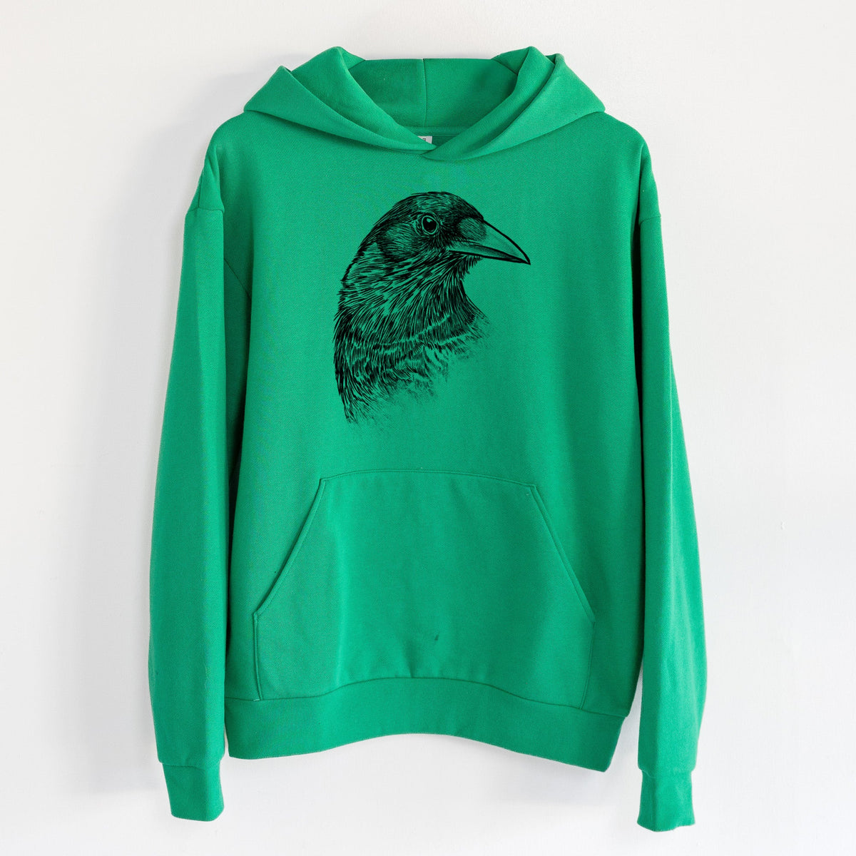 American Crow Bust - Corvus brachyrhynchos  - Statement Midweight Hoodie