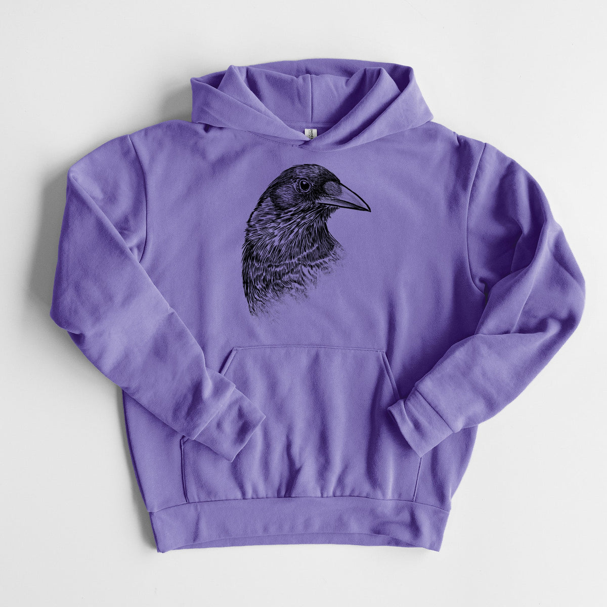 American Crow Bust - Corvus brachyrhynchos  - Statement Midweight Hoodie