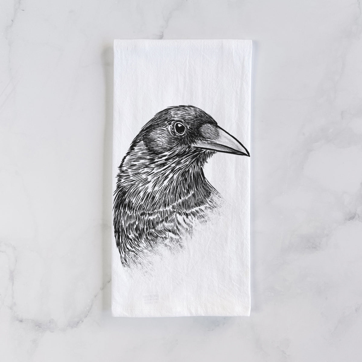 American Crow Bust - Corvus brachyrhynchos Tea Towel