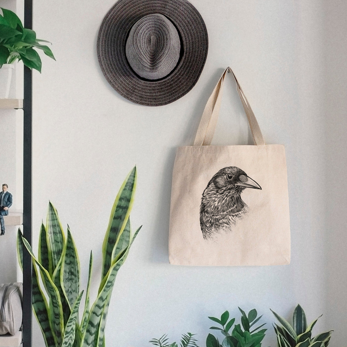 American Crow Bust - Corvus brachyrhynchos - Tote Bag