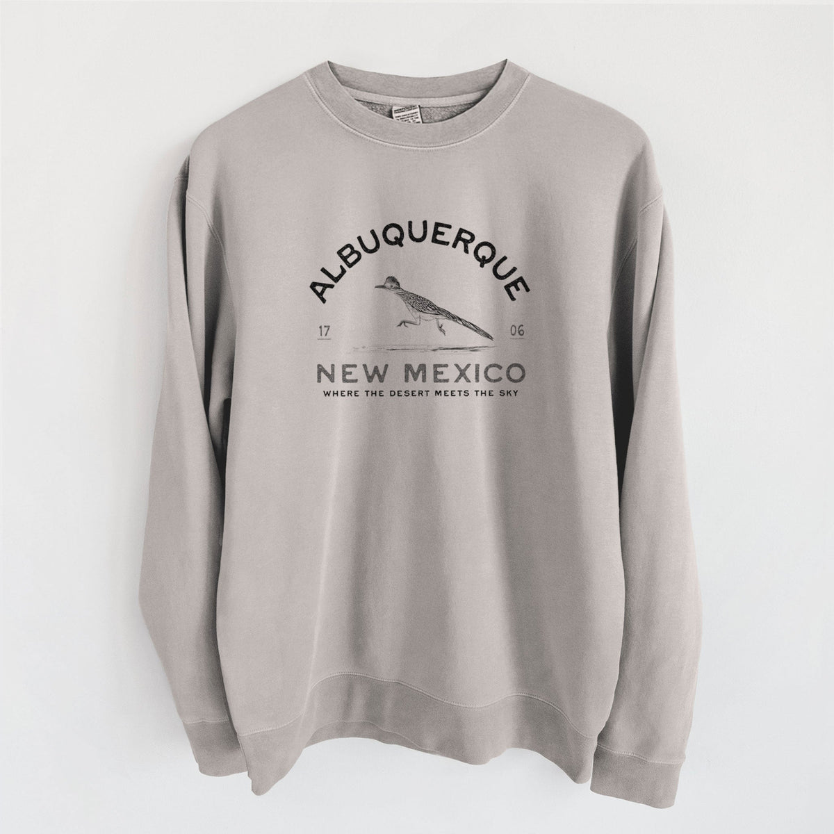 Albuquerque New Mexico Roadrunner - Unisex Pigment Dyed Crew Sweatshirt