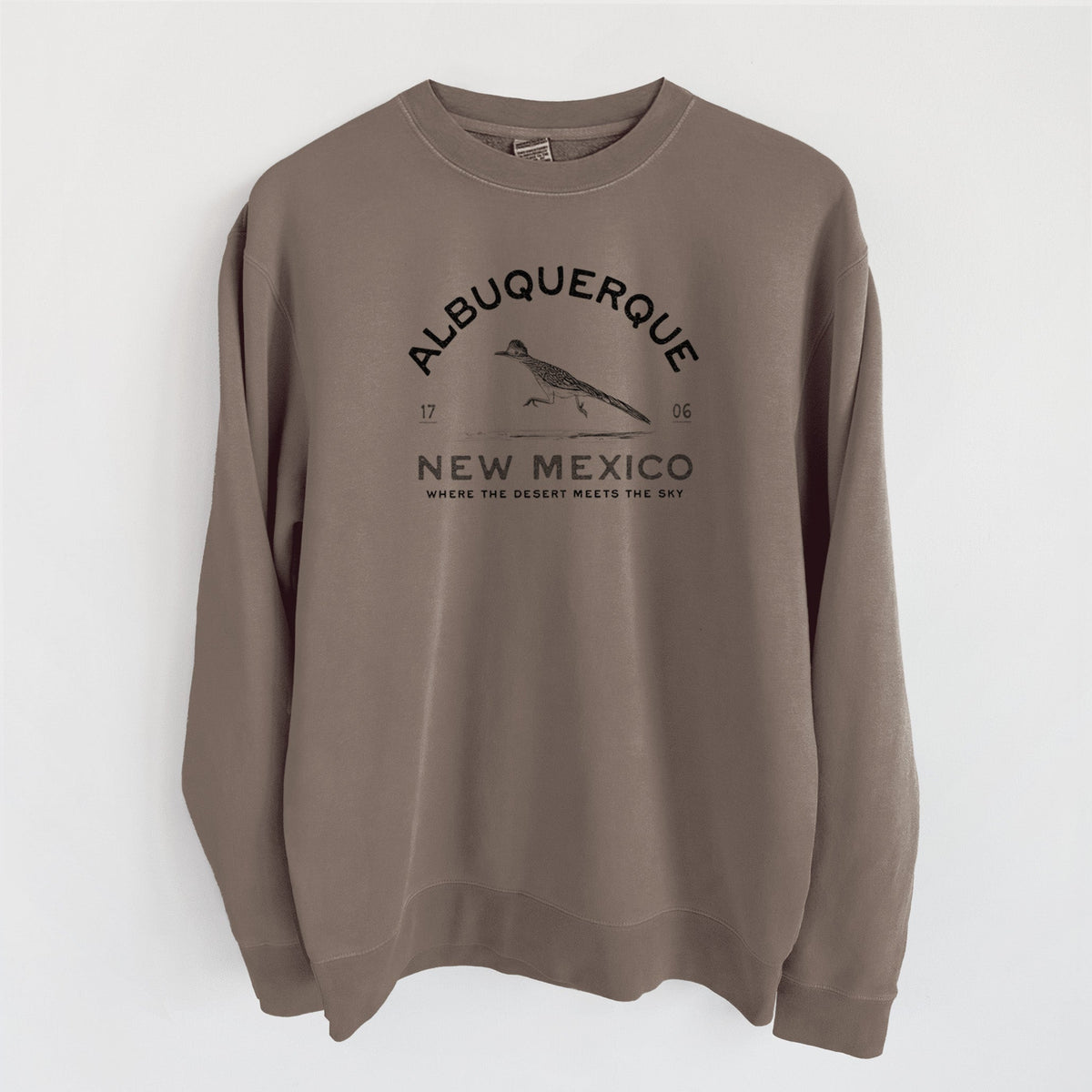 Albuquerque New Mexico Roadrunner - Unisex Pigment Dyed Crew Sweatshirt