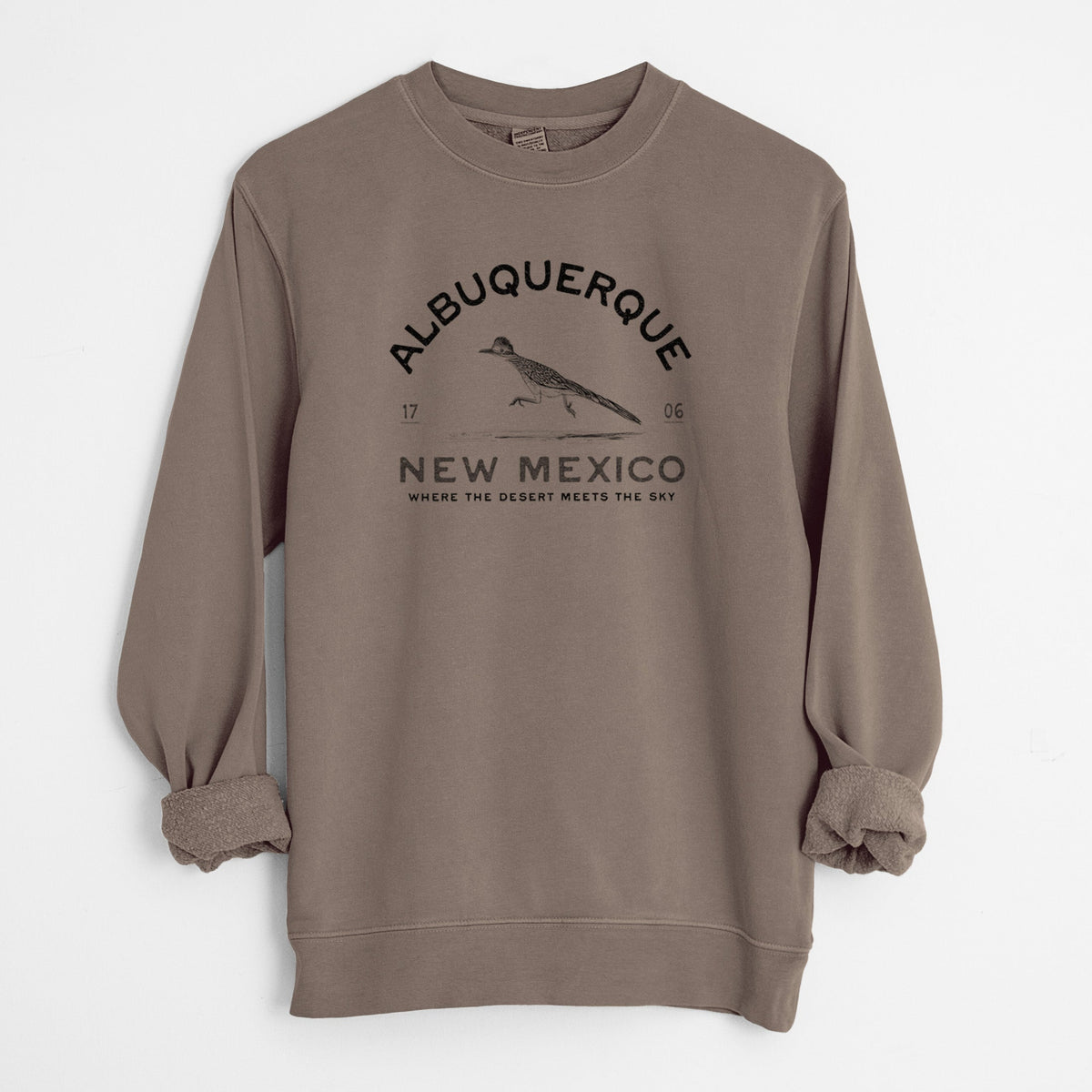 Albuquerque New Mexico Roadrunner - Unisex Pigment Dyed Crew Sweatshirt