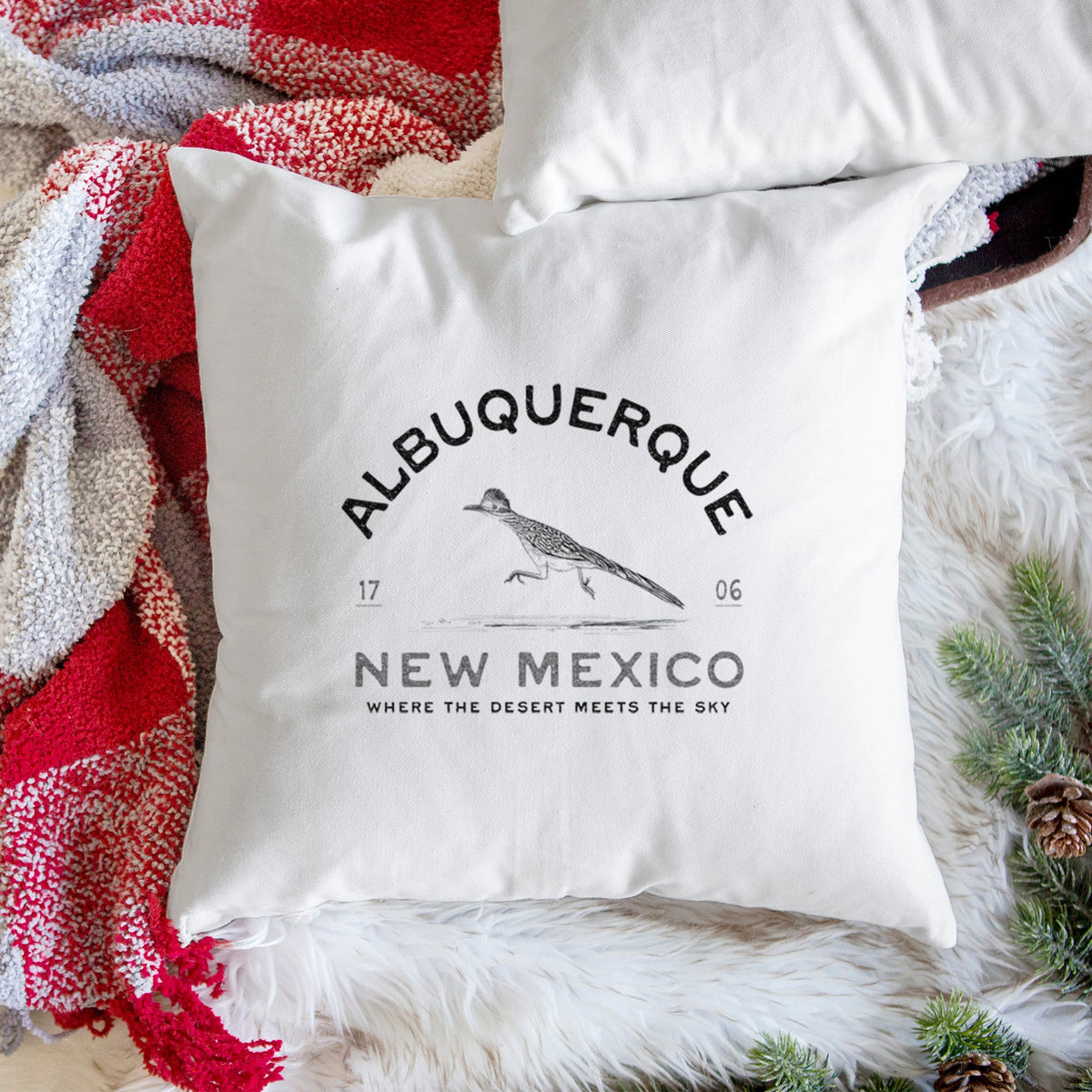 Albuquerque New Mexico Roadrunner - Throw Pillow Cover