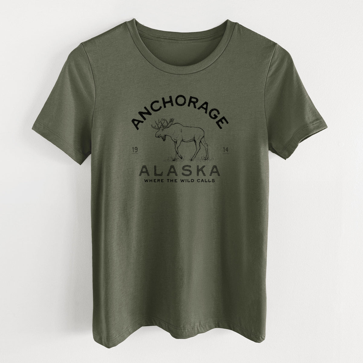 Anchorage Alaska Moose - Women's Lightweight Relaxed Fit 100% Cotton Crewneck