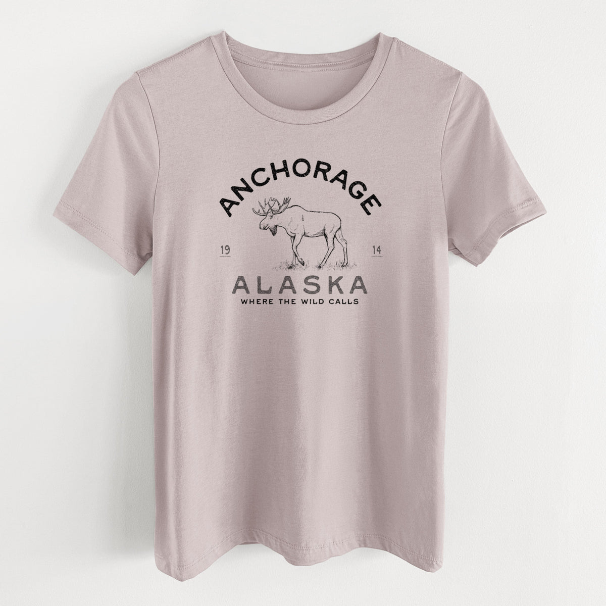 Anchorage Alaska Moose - Women's Lightweight Relaxed Fit 100% Cotton Crewneck
