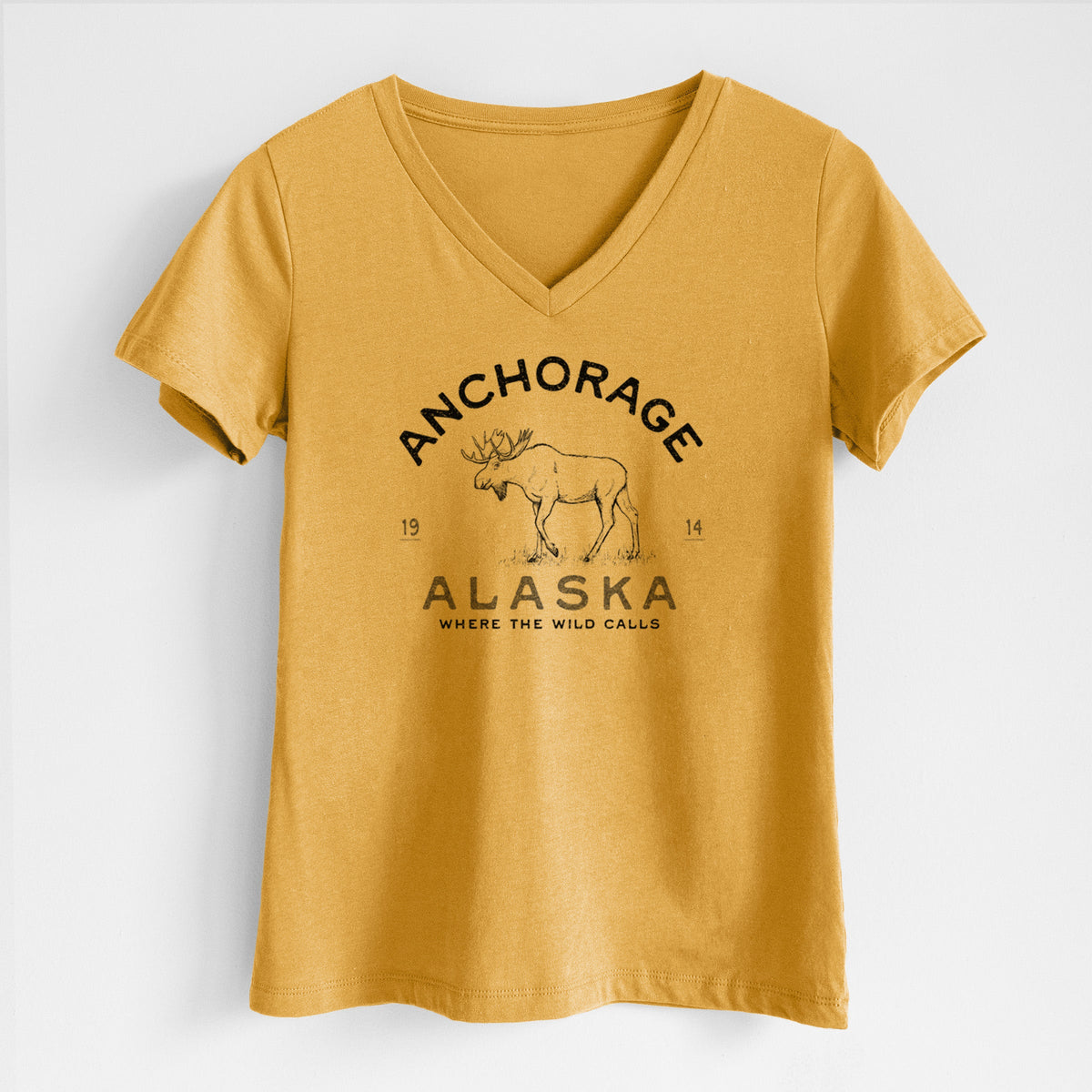 Anchorage Alaska Moose - Women's Lightweight Relaxed Fit 100% Cotton V-neck