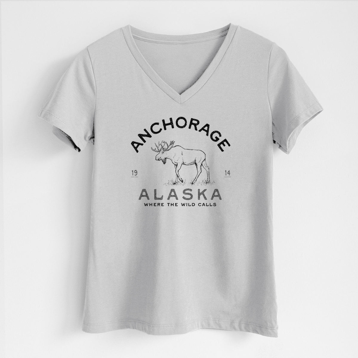 Anchorage Alaska Moose - Women's Lightweight Relaxed Fit 100% Cotton V-neck