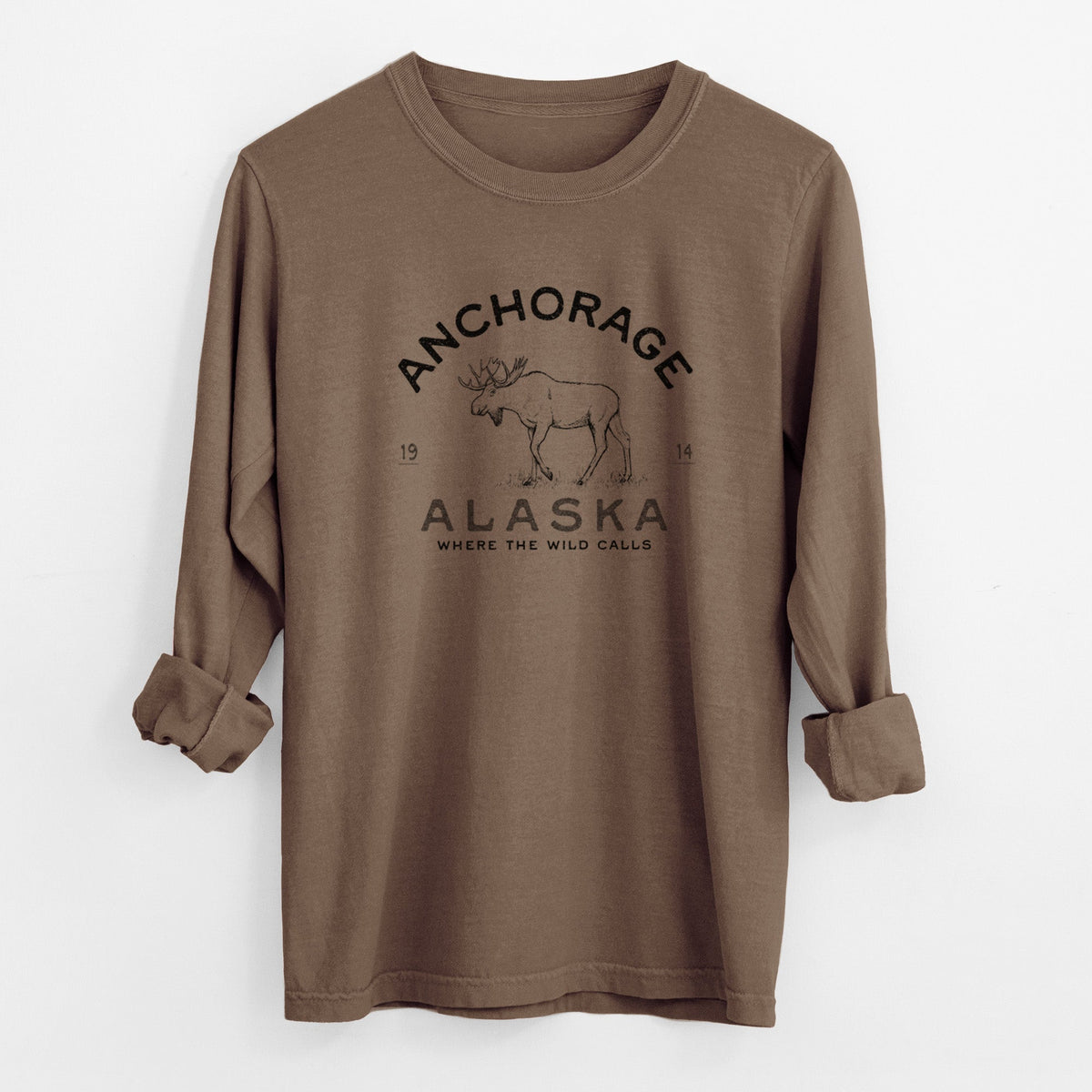 Anchorage Alaska Moose - Unisex Comfort Colors 100% Cotton Long Sleeve