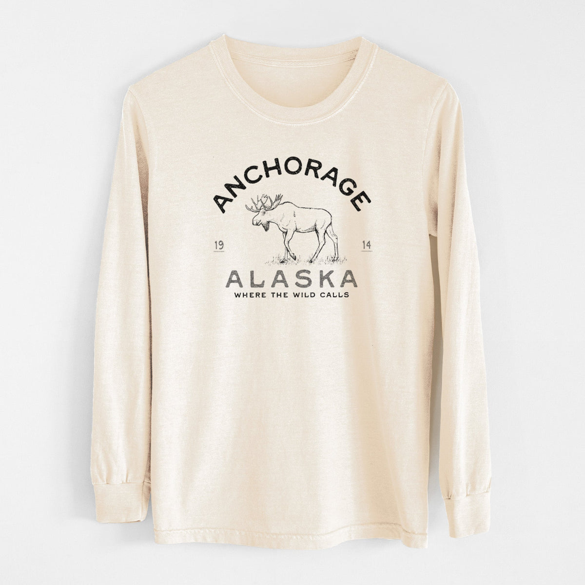 Anchorage Alaska Moose - Unisex Comfort Colors 100% Cotton Long Sleeve
