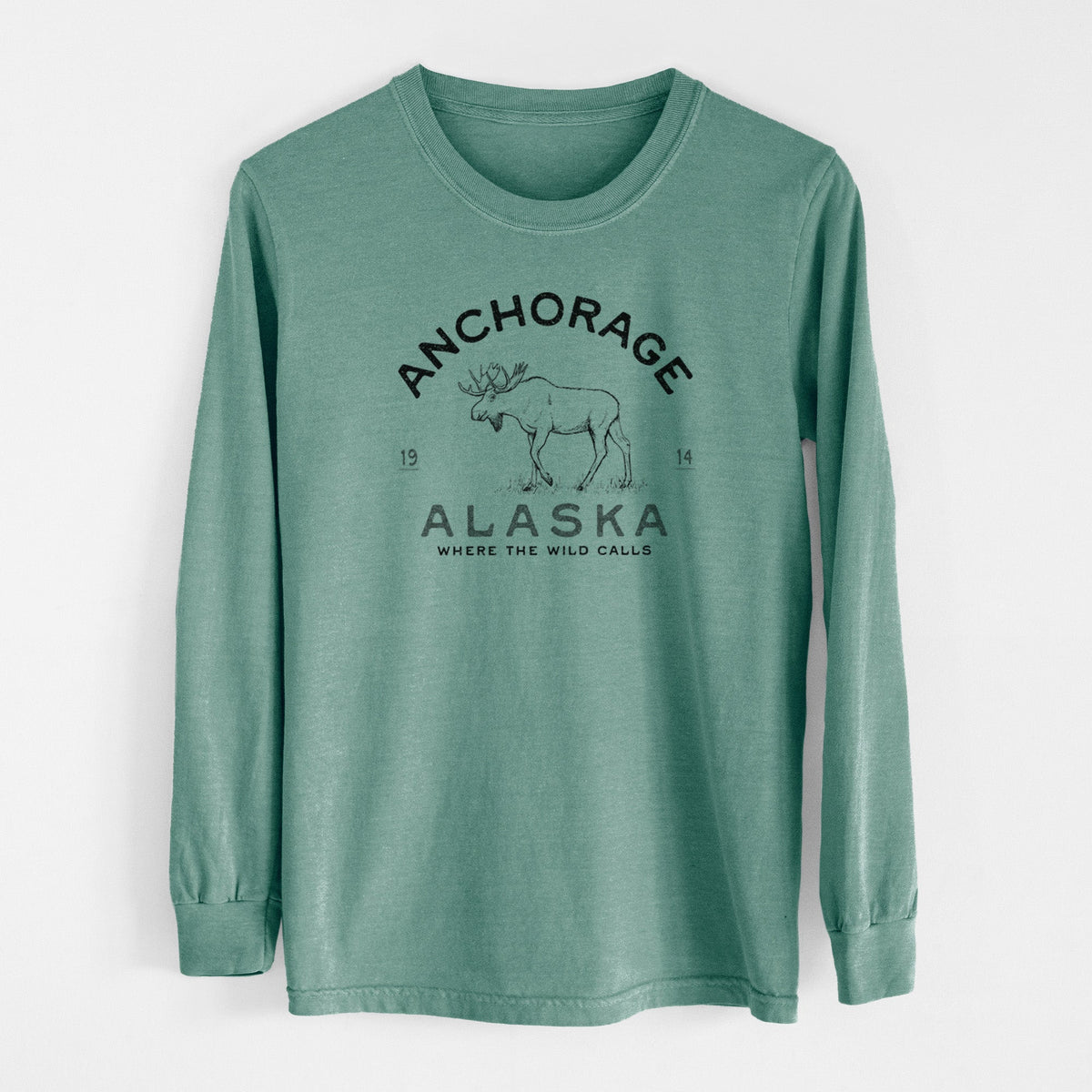 Anchorage Alaska Moose - Unisex Comfort Colors 100% Cotton Long Sleeve