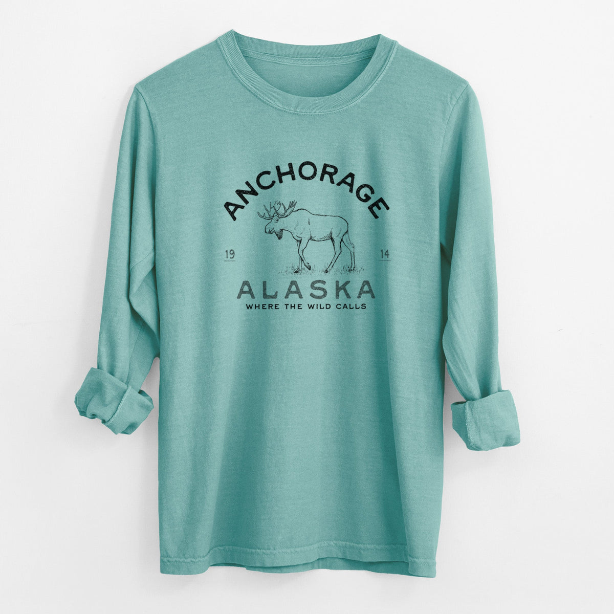 Anchorage Alaska Moose - Unisex Comfort Colors 100% Cotton Long Sleeve