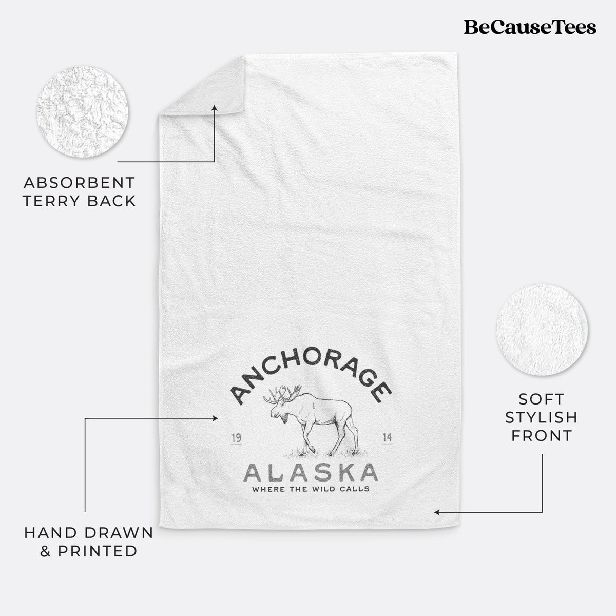Anchorage Alaska Moose Premium Decorative Hand Towel