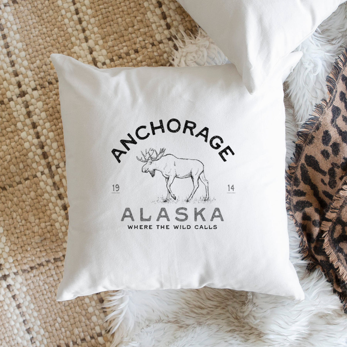 Anchorage Alaska Moose - Throw Pillow Cover