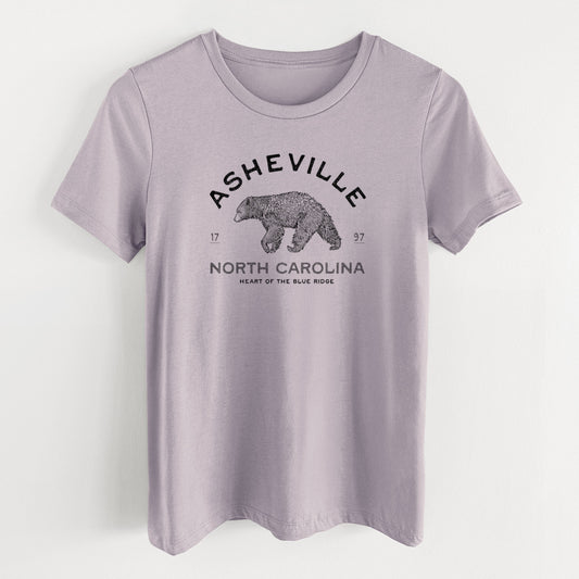 Asheville North Carolina - Black Bear - Women's Lightweight Relaxed Fit 100% Cotton Crewneck