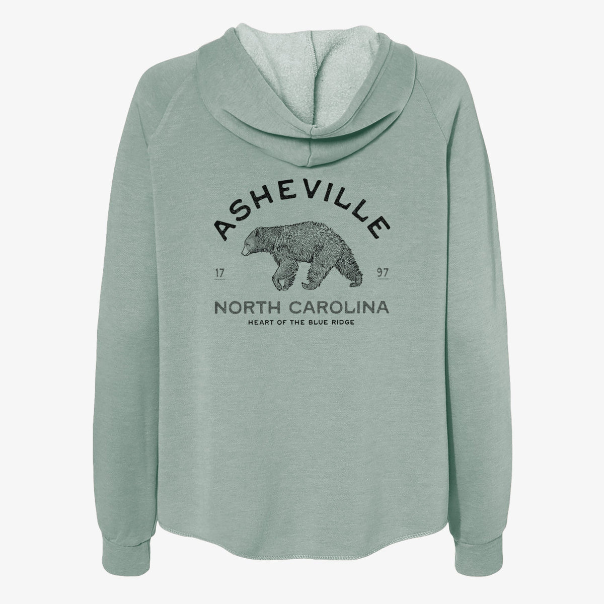 Asheville North Carolina - Black Bear - Women's Cali Wave Zip-Up Sweatshirt