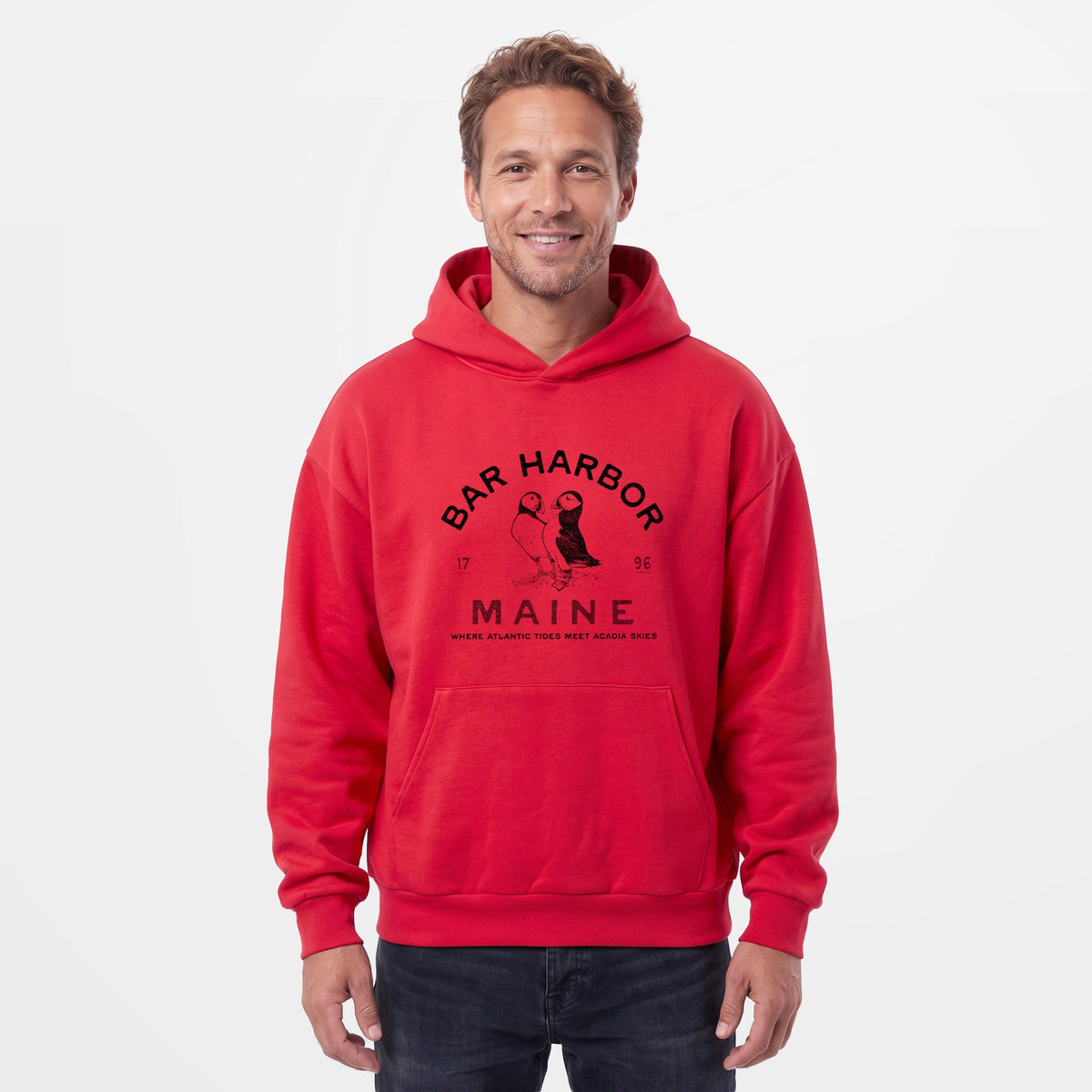 Bar Harbor Maine - Atlantic Puffins  - Statement Midweight Hoodie