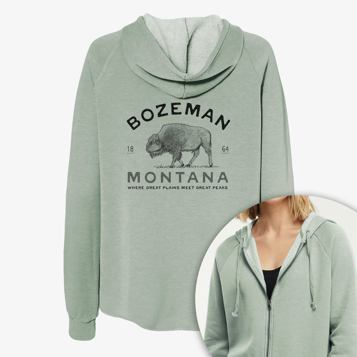 Bozeman Montana Bison - Women's Cali Wave Zip-Up Sweatshirt