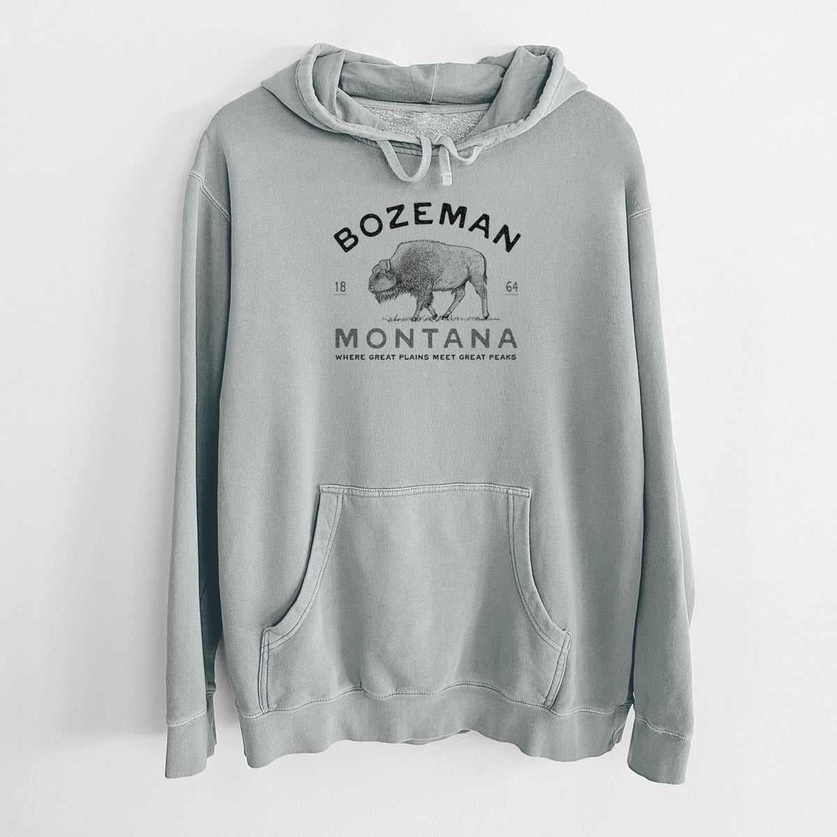 Bozeman Montana Bison - Unisex Pigment Dyed Hoodie