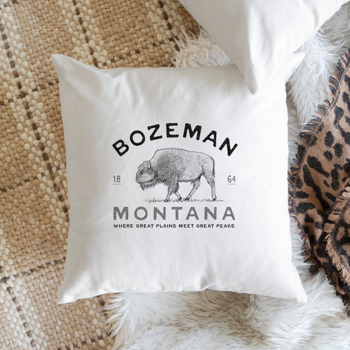 Bozeman Montana Bison - Throw Pillow Cover
