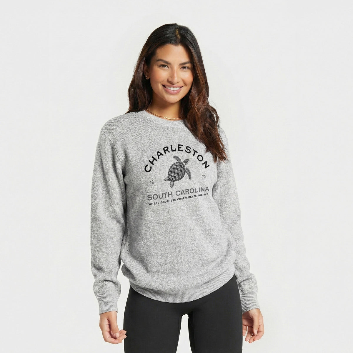 Charleston South Carolina - Loggerhead Sea Turtle - Knit Sweatshirt