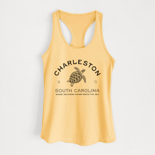Charleston South Carolina - Loggerhead Sea Turtle - Women's Racerback Tanktop