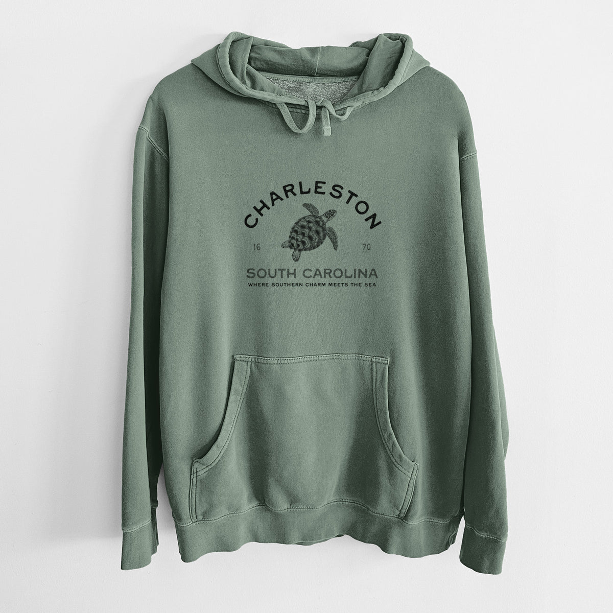 Charleston South Carolina - Loggerhead Sea Turtle - Unisex Pigment Dyed Hoodie