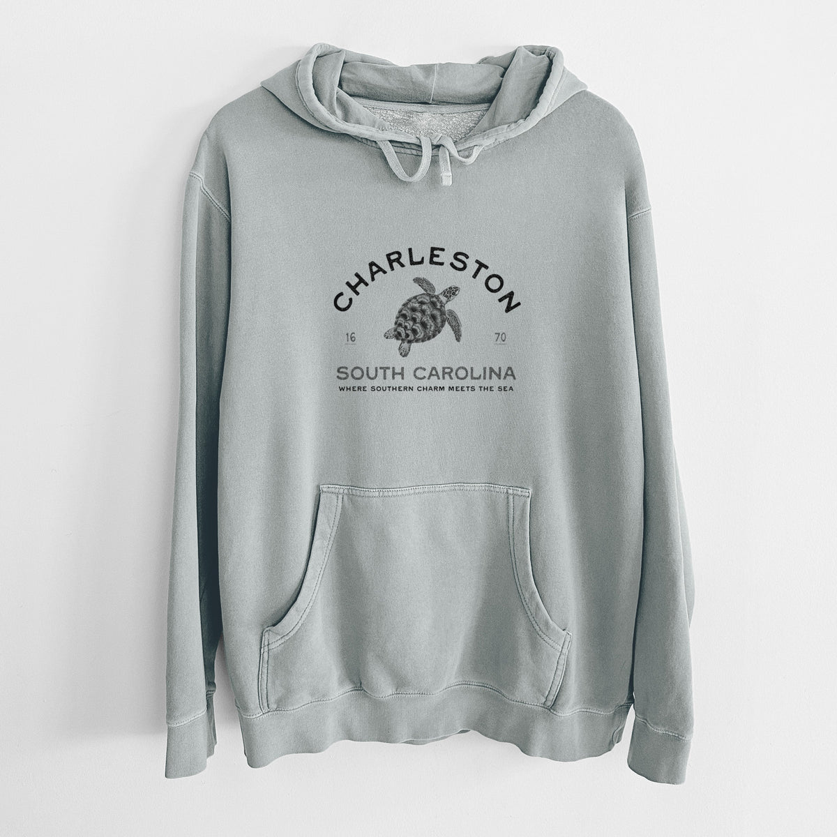 Charleston South Carolina - Loggerhead Sea Turtle - Unisex Pigment Dyed Hoodie