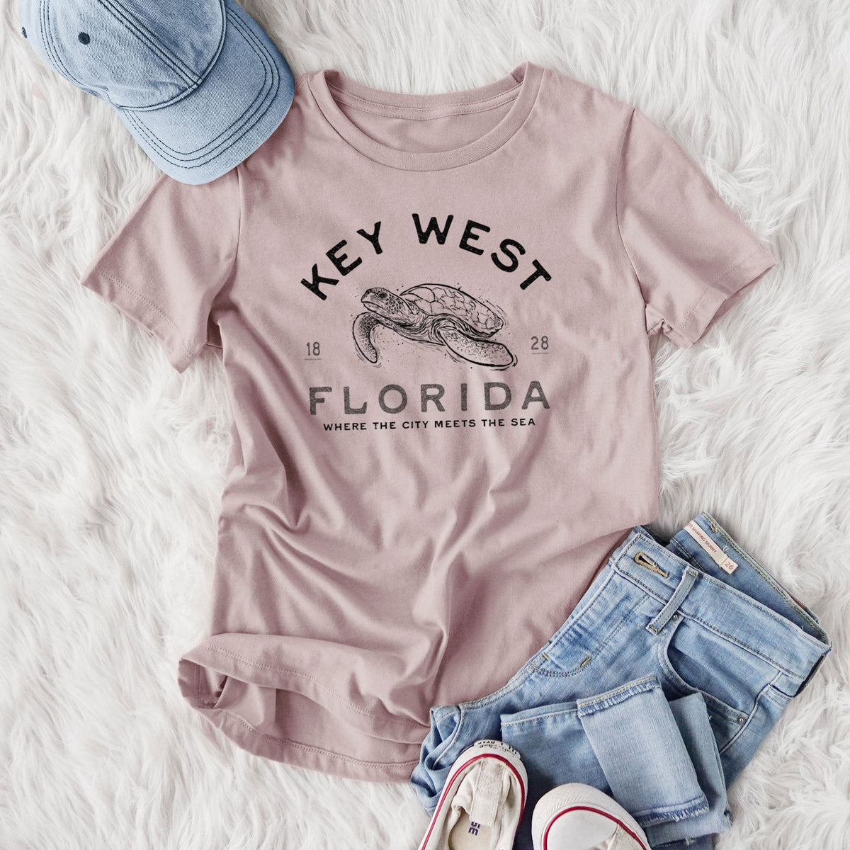 Key West Florida Sea Turtle - Women's Lightweight Relaxed Fit 100% Cotton Crewneck