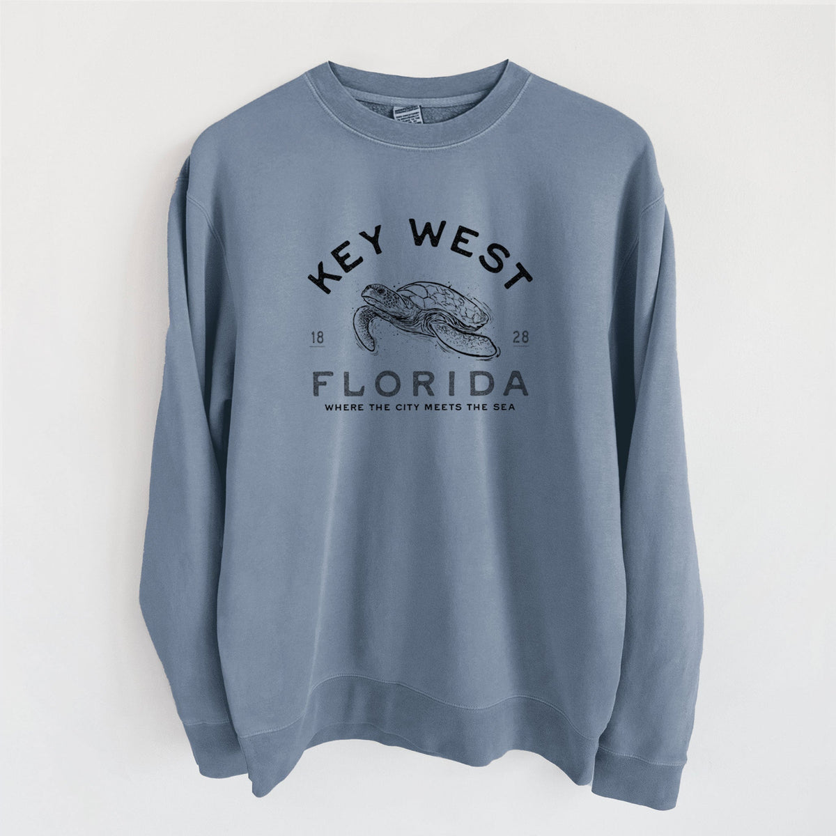 Key West Florida Sea Turtle - Unisex Pigment Dyed Crew Sweatshirt