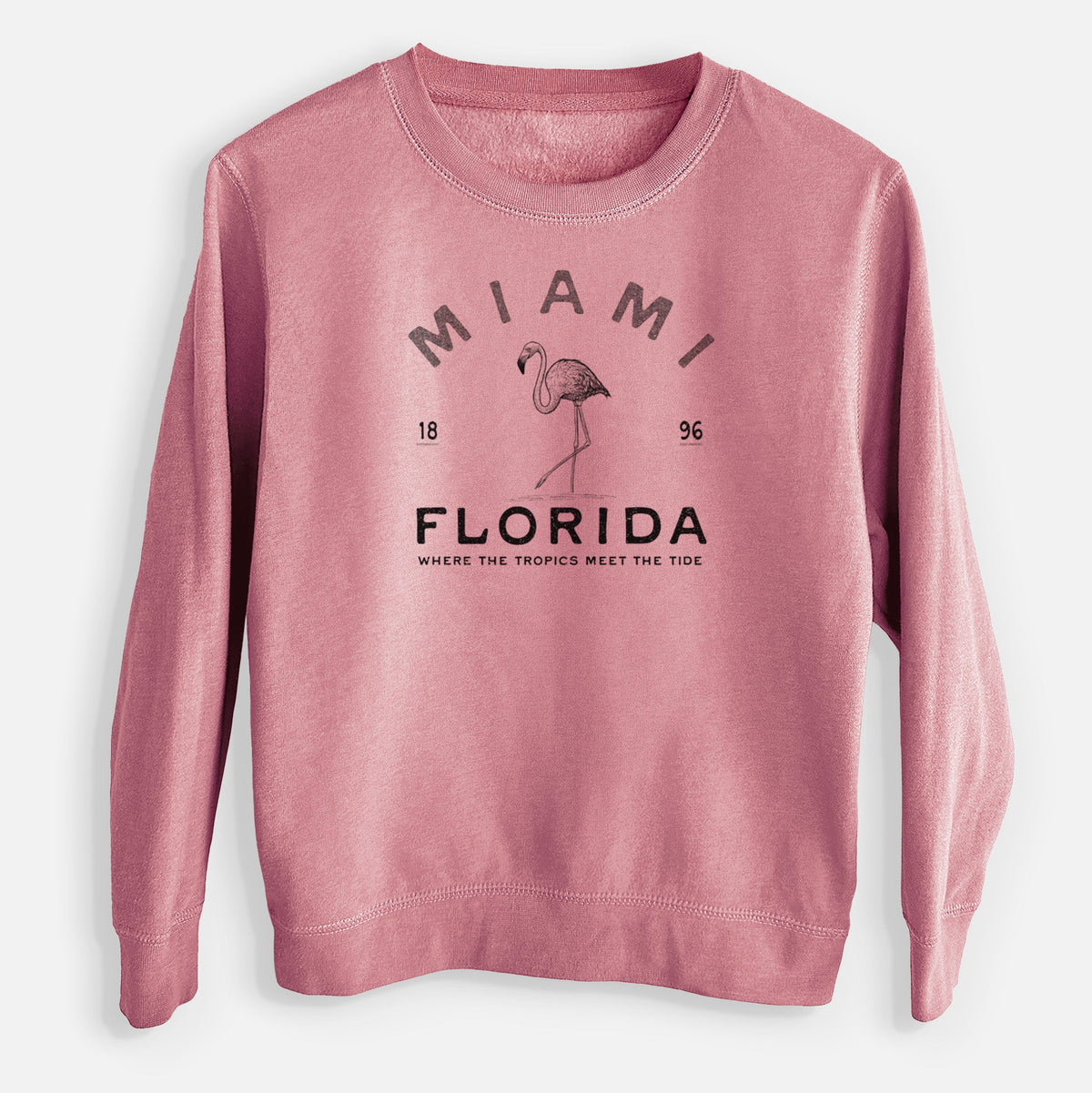 Miami Florida Flamingo - Youth Lightweight Crewneck Sweatshirt