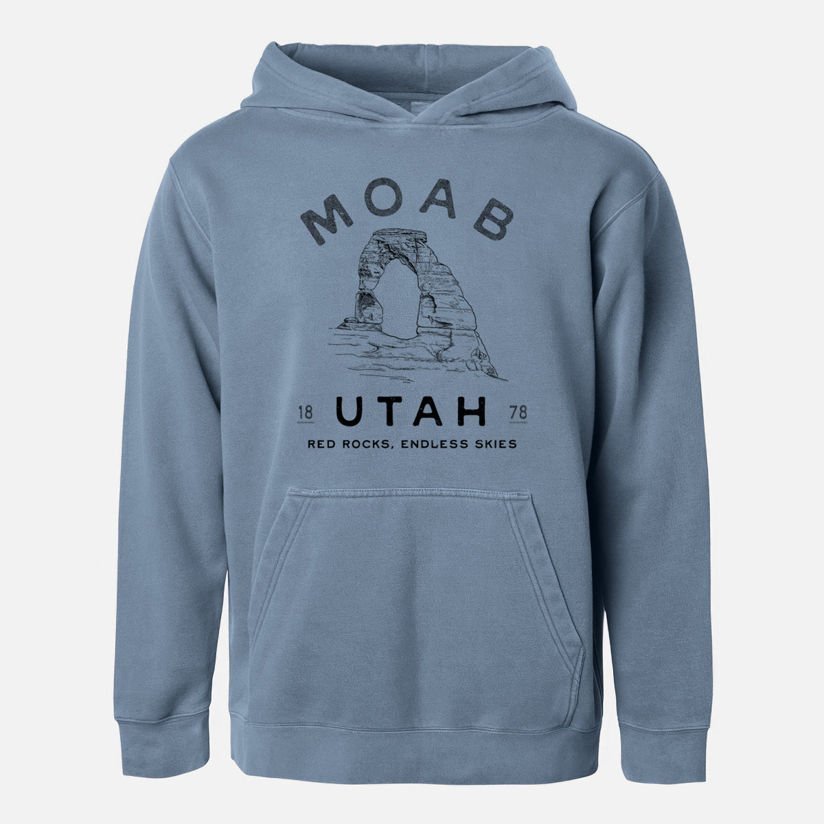 Moab Utah Delicate Arch - Youth Pigment Dyed Hoodie