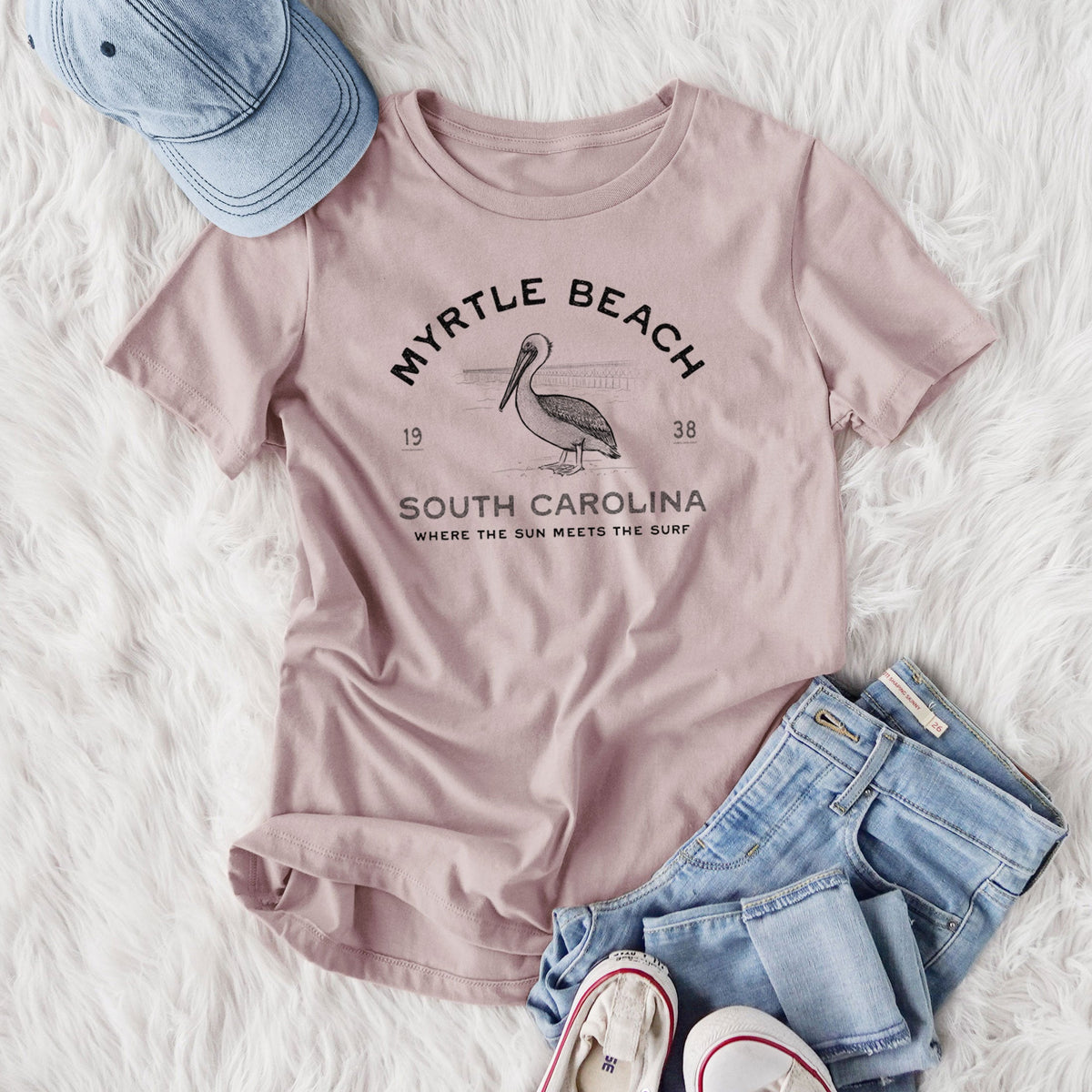 Myrtle Beach Pelican - Women's Lightweight Relaxed Fit 100% Cotton Crewneck