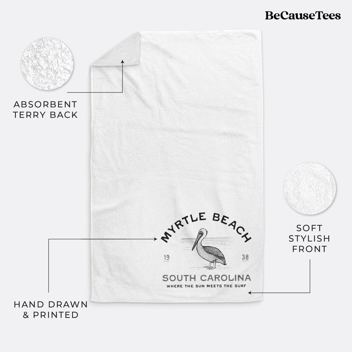 Myrtle Beach Pelican Premium Decorative Hand Towel