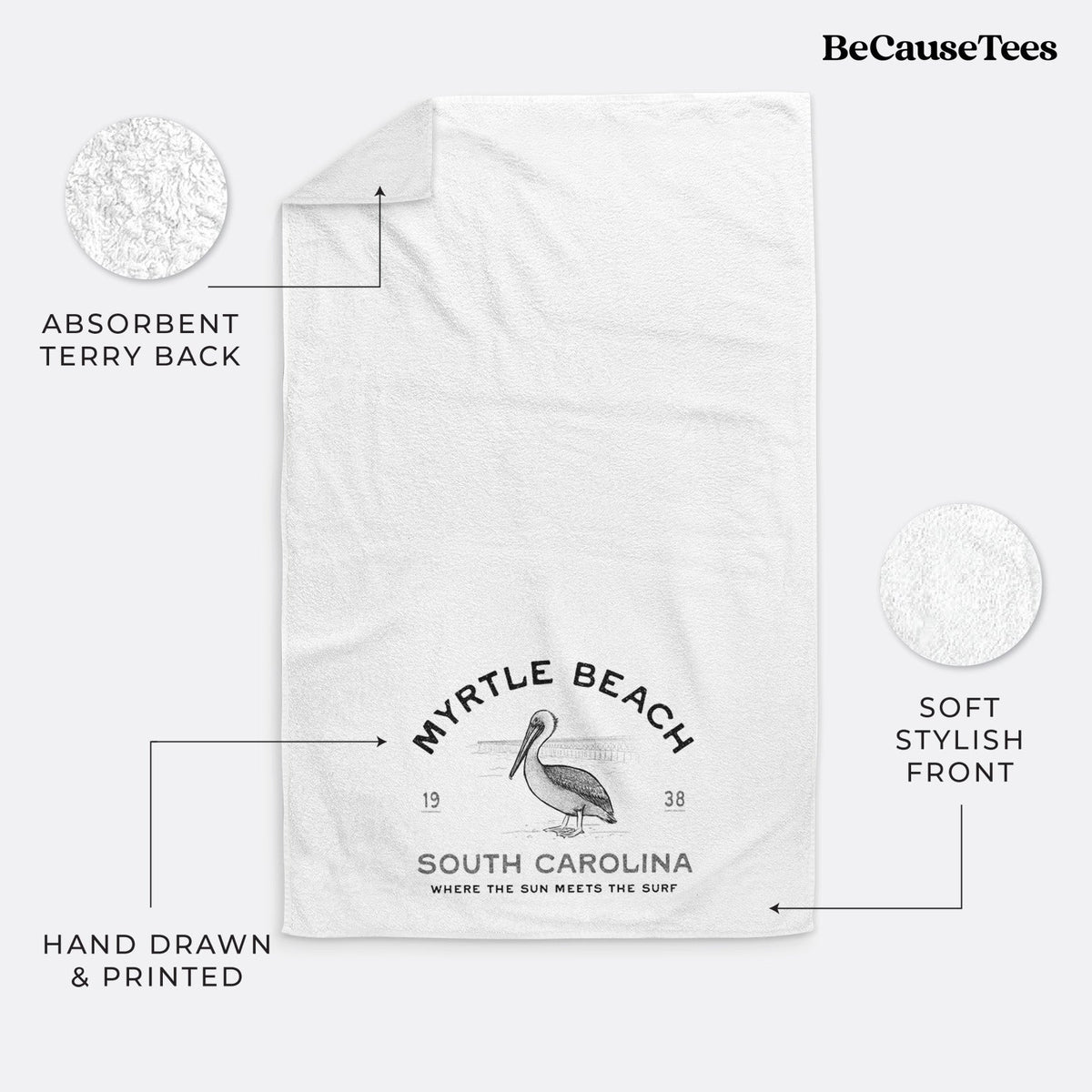 Myrtle Beach Pelican Premium Decorative Hand Towel