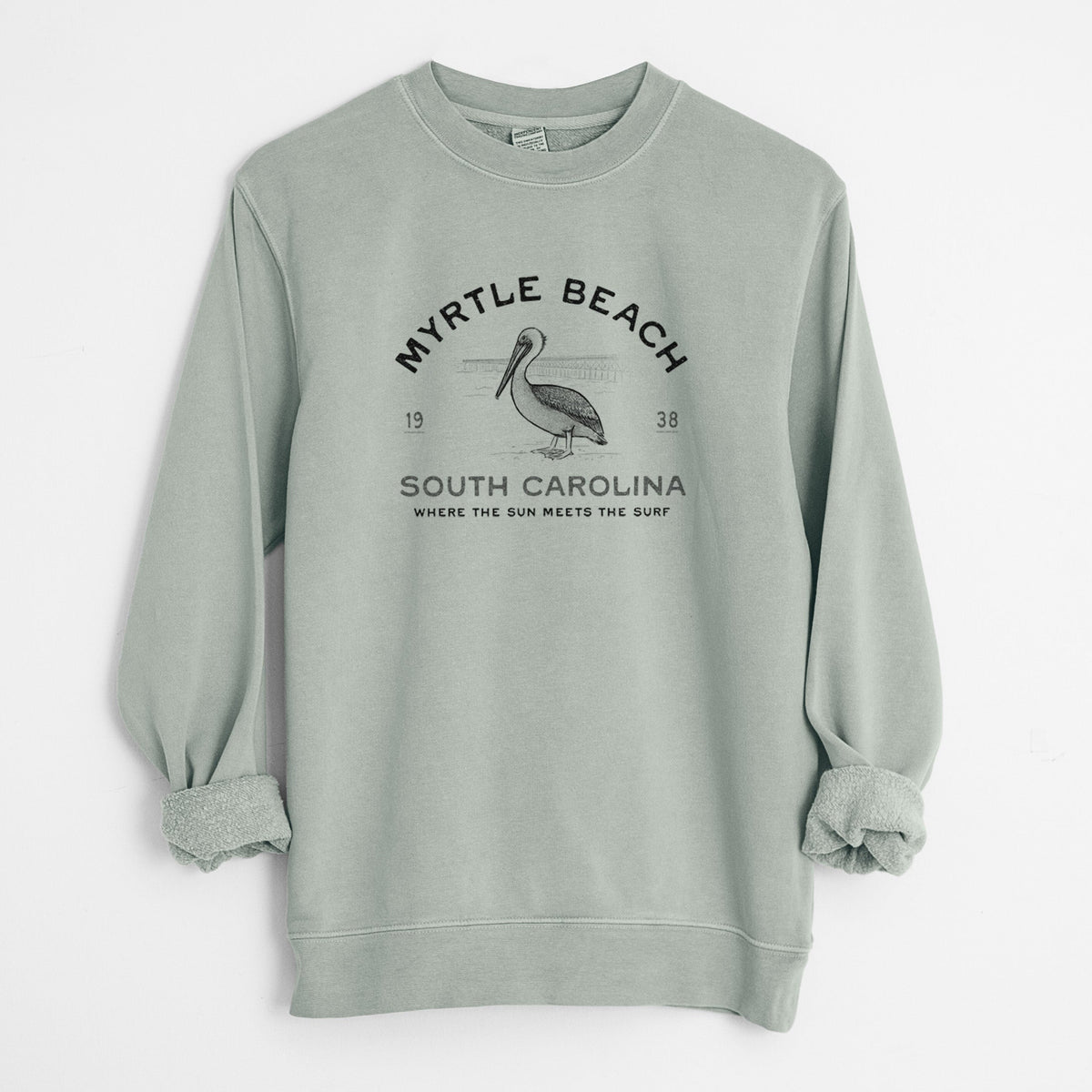 Myrtle Beach Pelican - Unisex Pigment Dyed Crew Sweatshirt