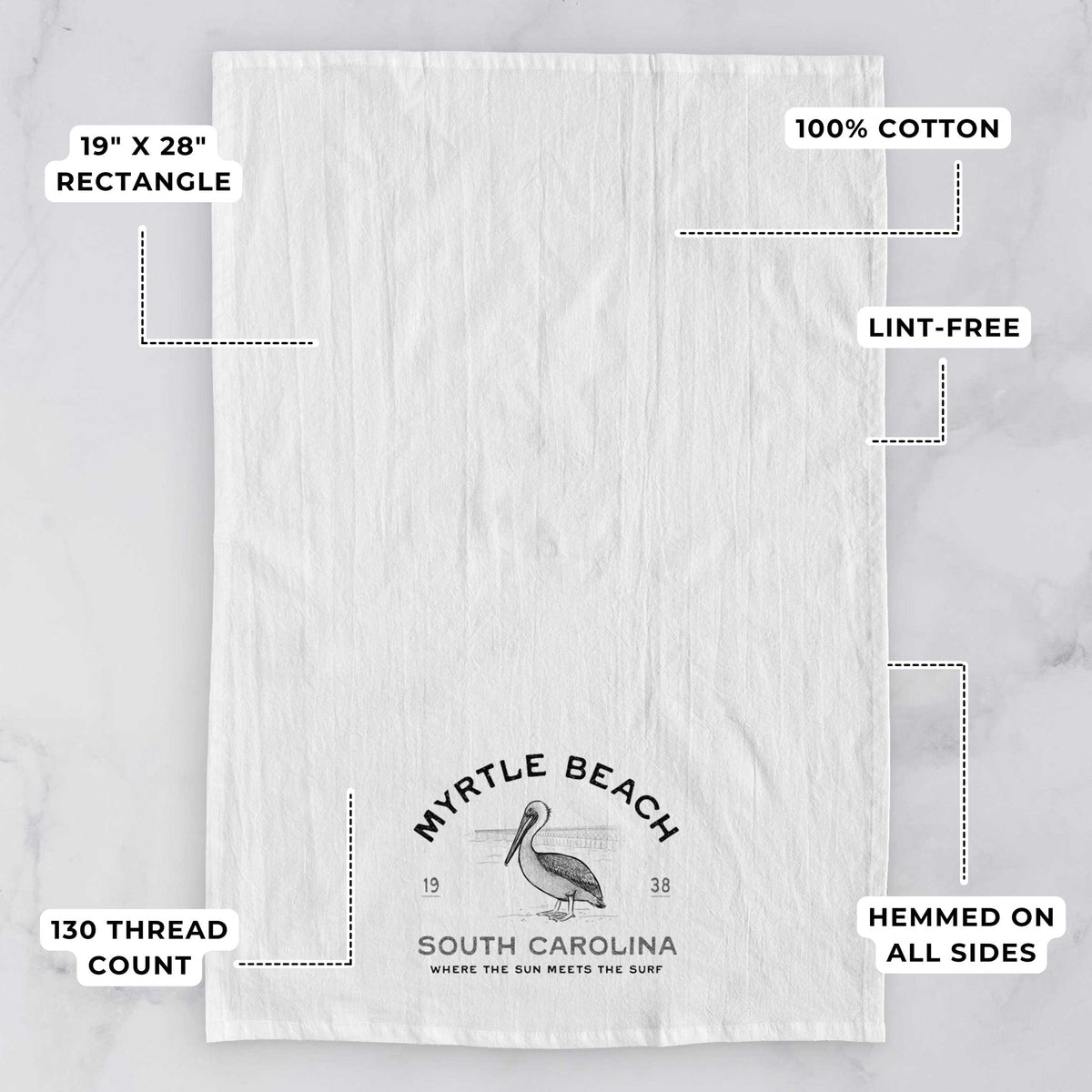 Myrtle Beach Pelican Tea Towel