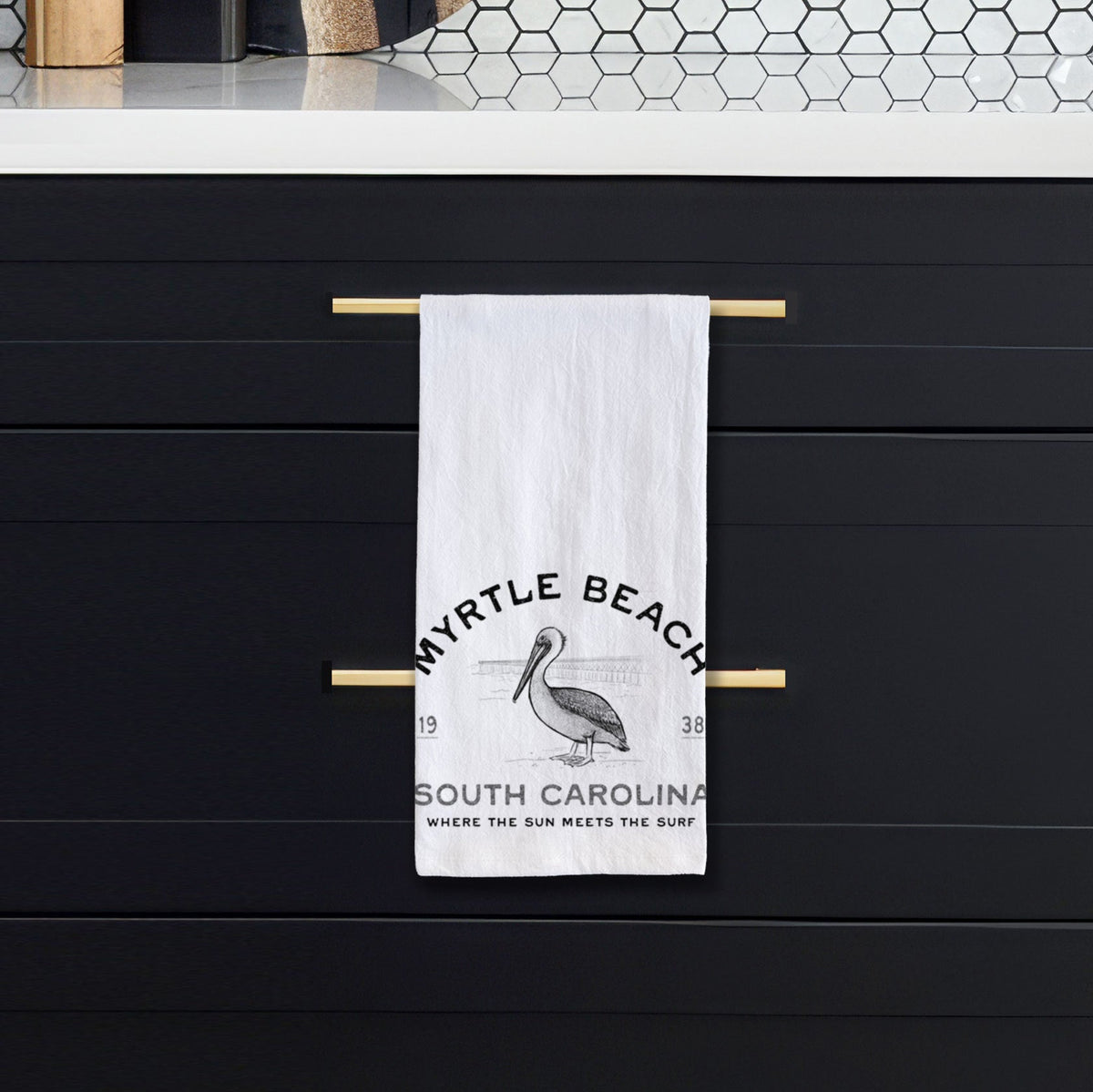 Myrtle Beach Pelican Tea Towel