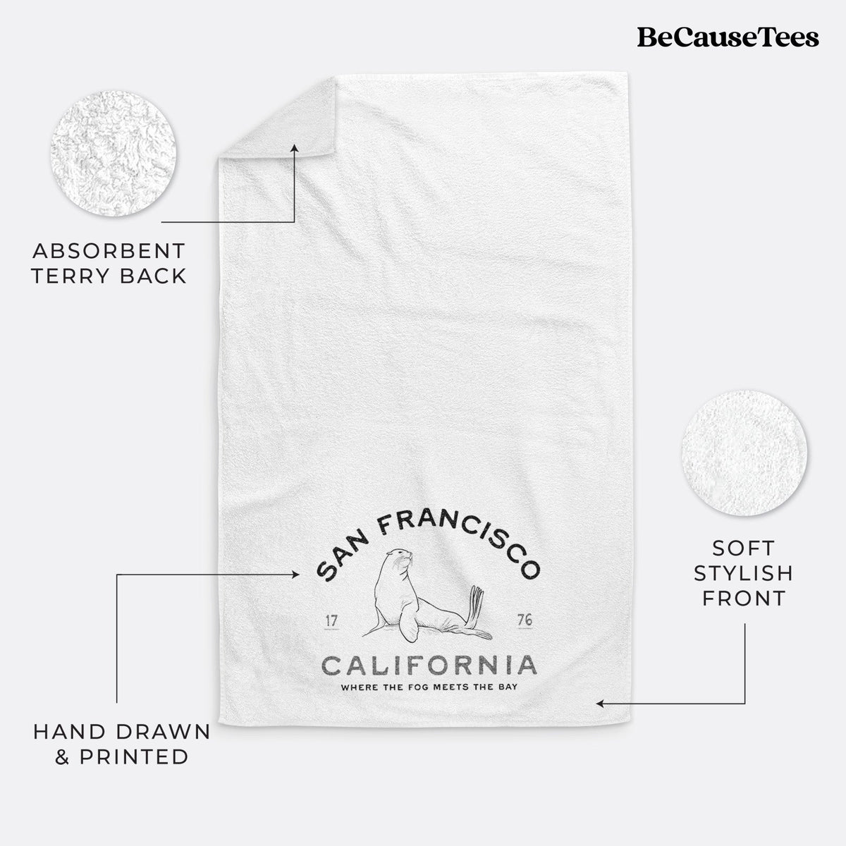 San Francisco California - Sea Lion Premium Decorative Hand Towel